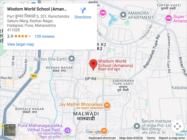 Wisdom World School Hadapsar Location
